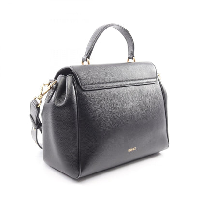 Vロゴ ハンドバッグ レザー ブラック 2WAY ヴェルサーチ バッグ Versace