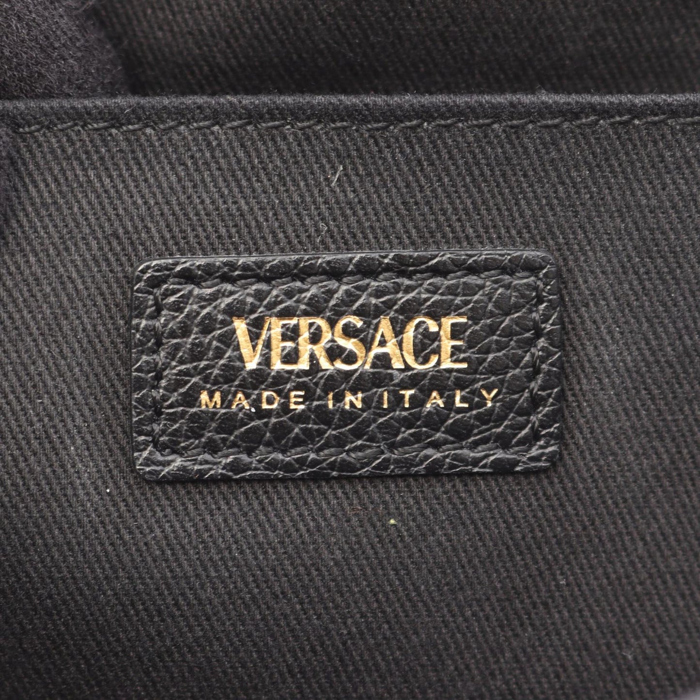 Vロゴ ハンドバッグ レザー ブラック 2WAY ヴェルサーチ バッグ Versace