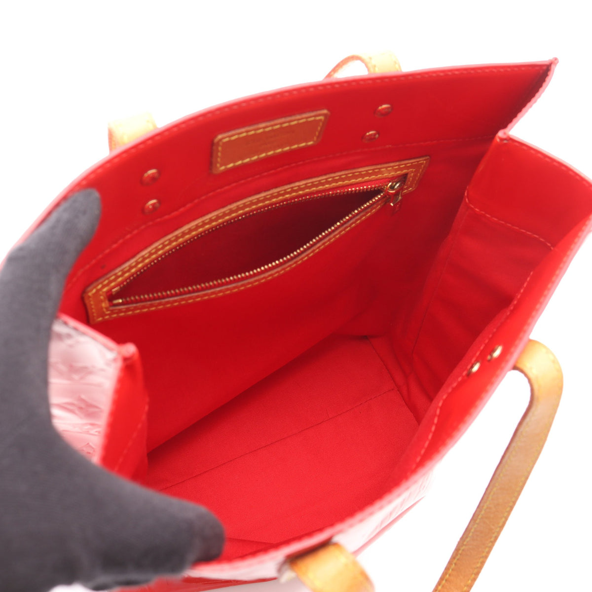 リードMM モノグラムヴェルニ ルージュ ハンドバッグ トートバッグ 