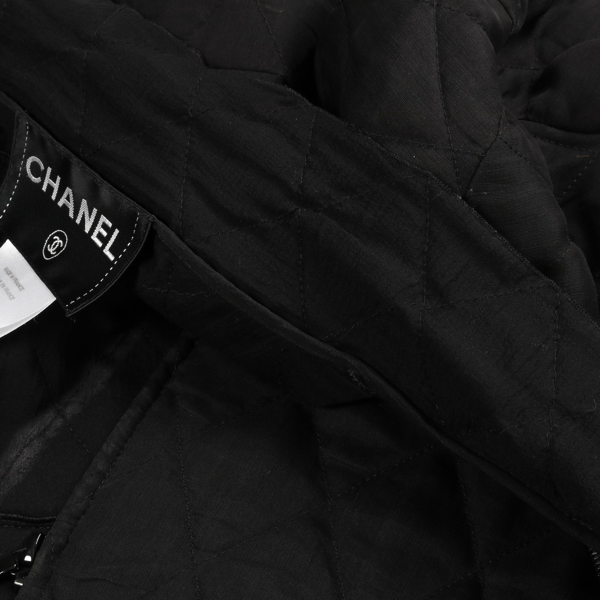 キルティング ジップアップ ジャケット シルク ブラック 切替 シャネル アウター CHANEL