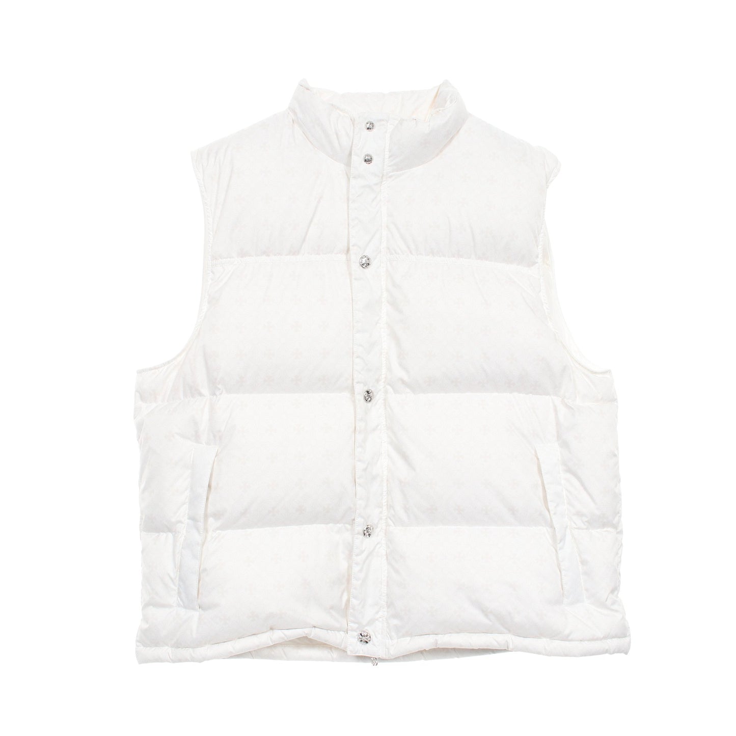 STIFF VEST スティッフ CHプラス クロスボールボタン ダガージップ ダウンベスト 総柄 ホワイト アイボリー クロムハーツ アウター Chrome Hearts