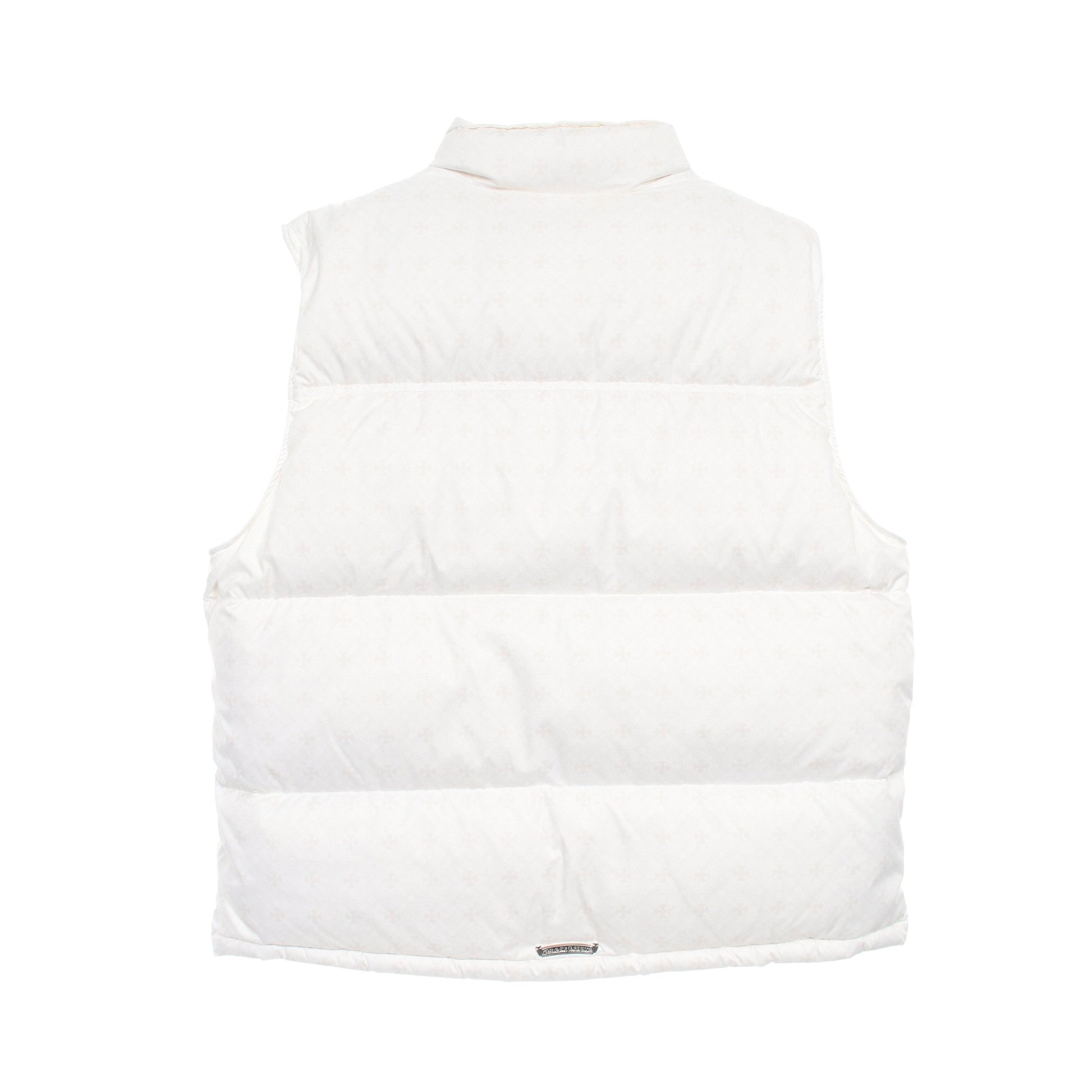 STIFF VEST スティッフ CHプラス クロスボールボタン ダガージップ ダウンベスト 総柄 ホワイト アイボリー クロムハーツ アウター Chrome Hearts