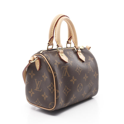 ナノスピーディ モノグラム ショルダーバッグ PVC レザー ブラウン 2WAY ルイヴィトン バッグ LOUIS VUITTON