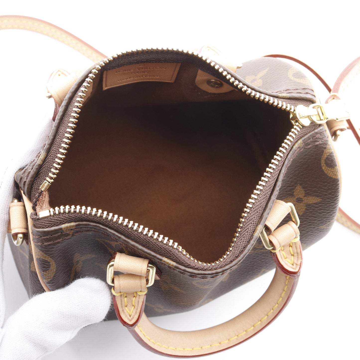 ナノスピーディ モノグラム ショルダーバッグ PVC レザー ブラウン 2WAY ルイヴィトン バッグ LOUIS VUITTON