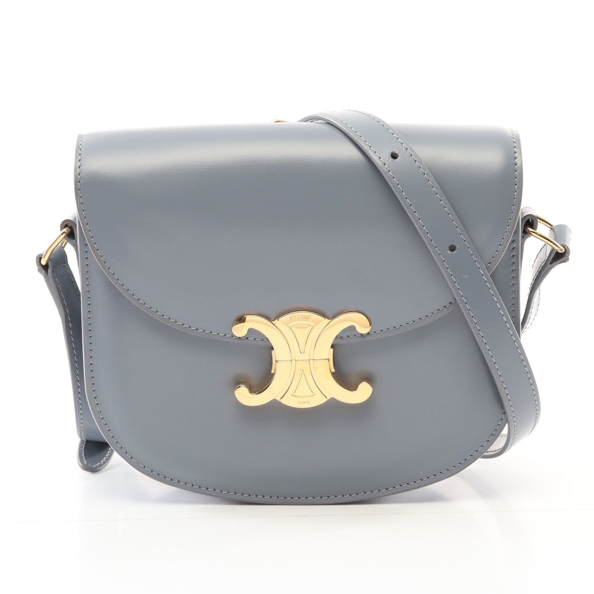 ティーン ブザス トリオンフ ショルダーバッグ レザー グレー セリーヌ 