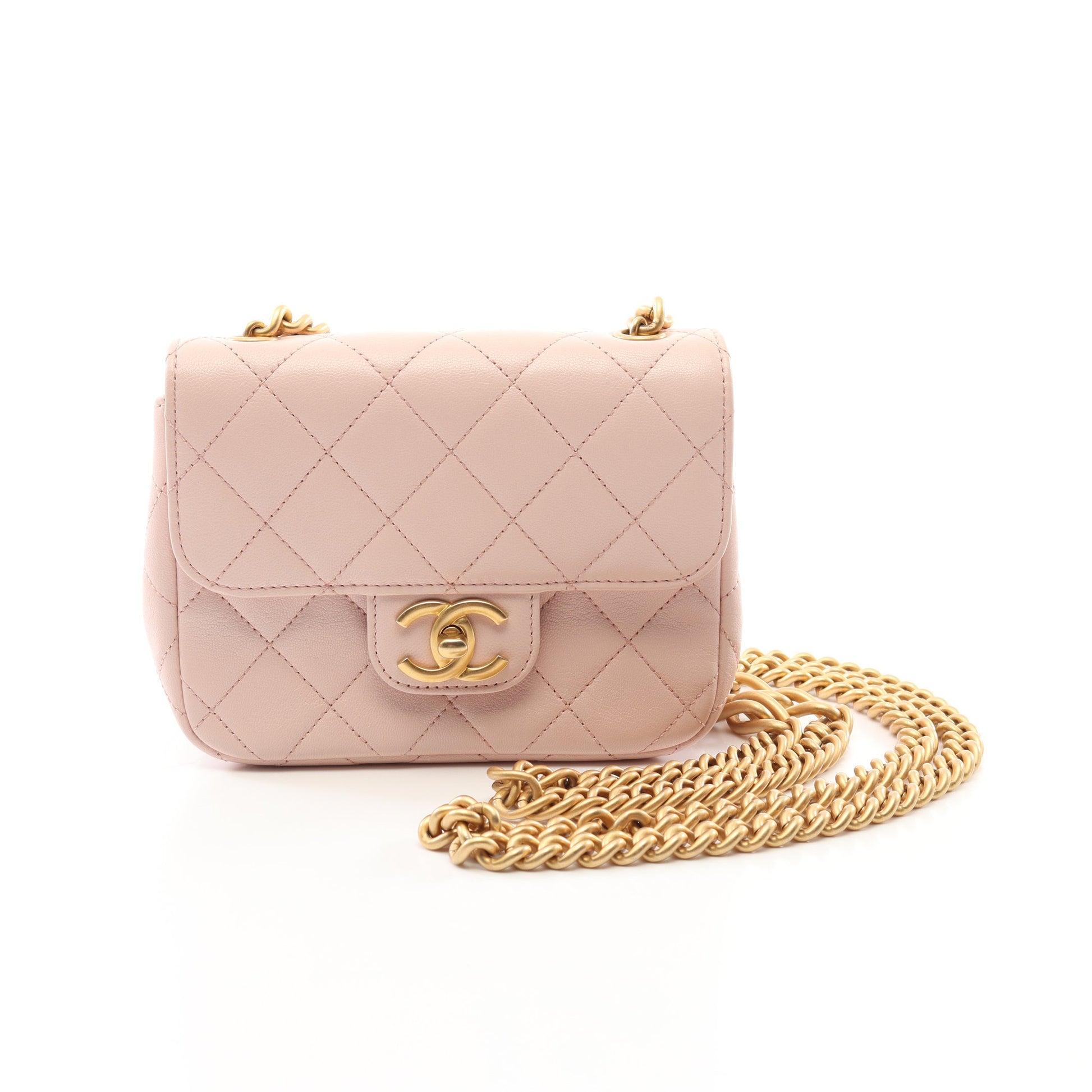マトラッセ チェーンショルダーバッグ ラムスキン ピンク ゴールド金具 2WAY シャネル バッグ CHANEL