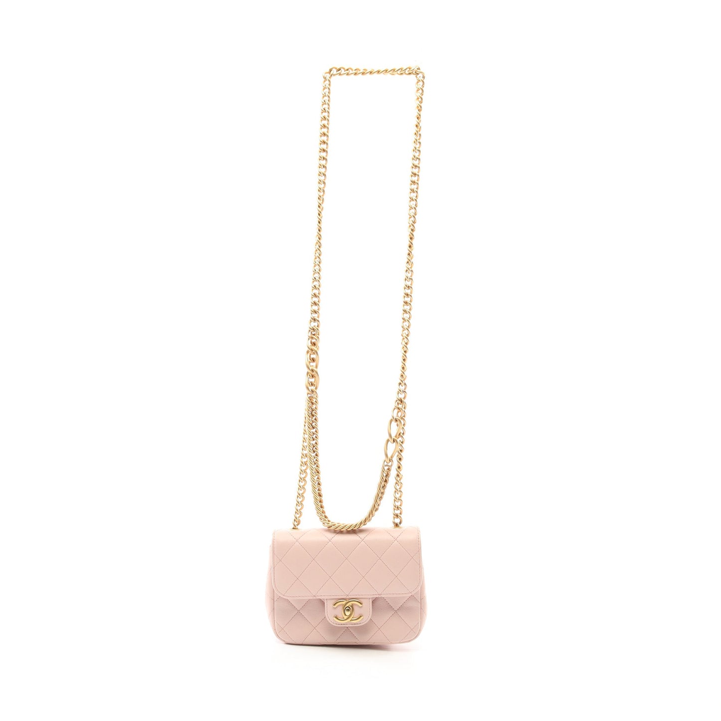 マトラッセ チェーンショルダーバッグ ラムスキン ピンク ゴールド金具 2WAY シャネル バッグ CHANEL