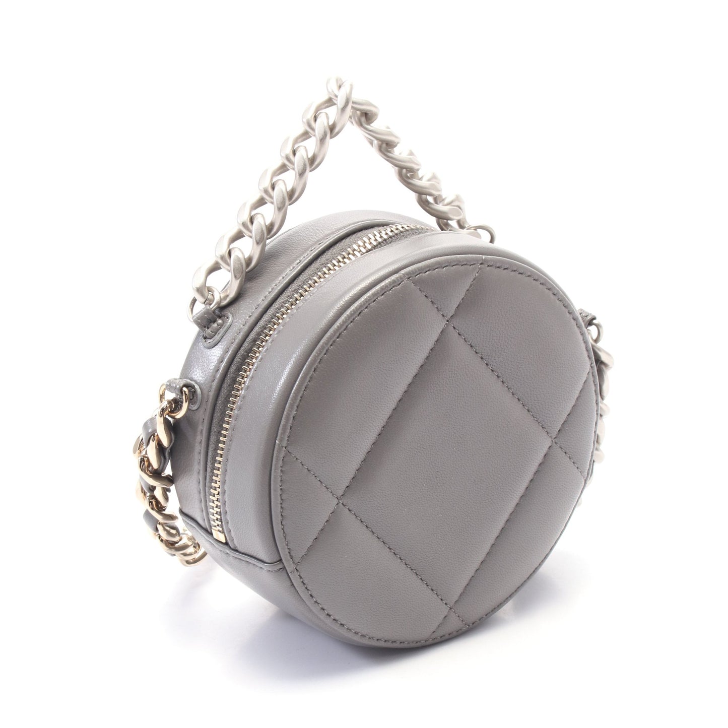 シャネル19 マトラッセ チェーンショルダーバッグ レザー グレー コンビ金具 シャネル バッグ CHANEL