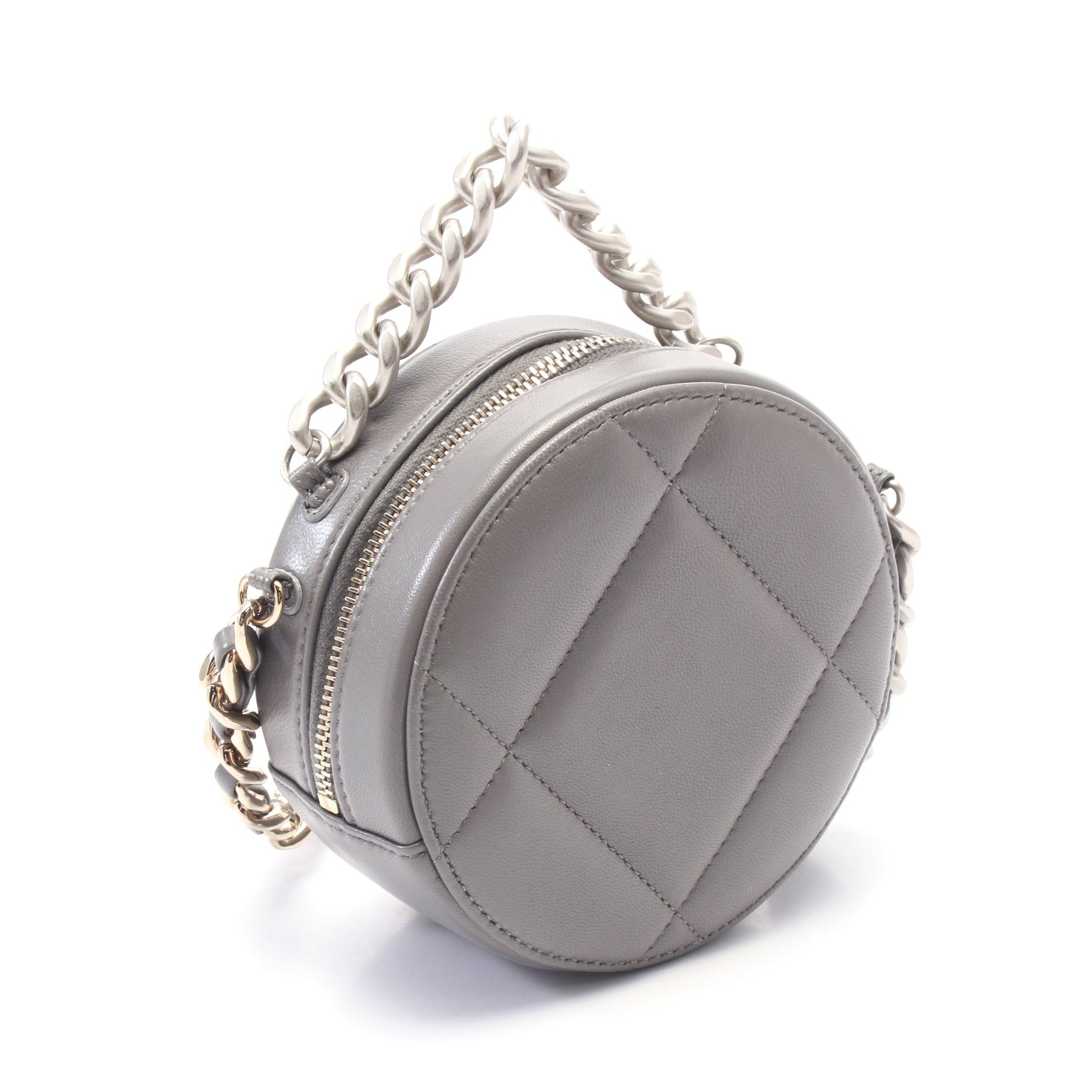 シャネル19 マトラッセ チェーンショルダーバッグ レザー グレー コンビ金具 シャネル バッグ CHANEL