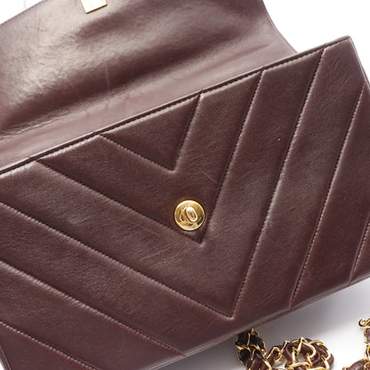 シェブロン Vステッチ ハンドバッグ ラムスキン ボルドー ゴールド金具 2WAY ヴィンテージ シャネル バッグ CHANEL