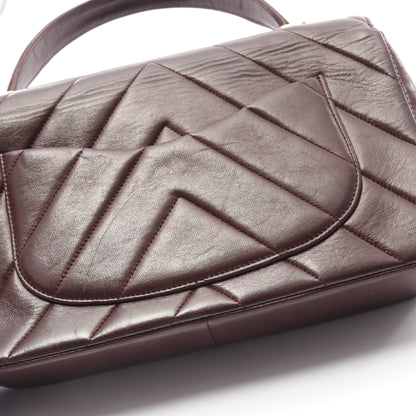 シェブロン Vステッチ ハンドバッグ ラムスキン ボルドー ゴールド金具 2WAY ヴィンテージ シャネル バッグ CHANEL