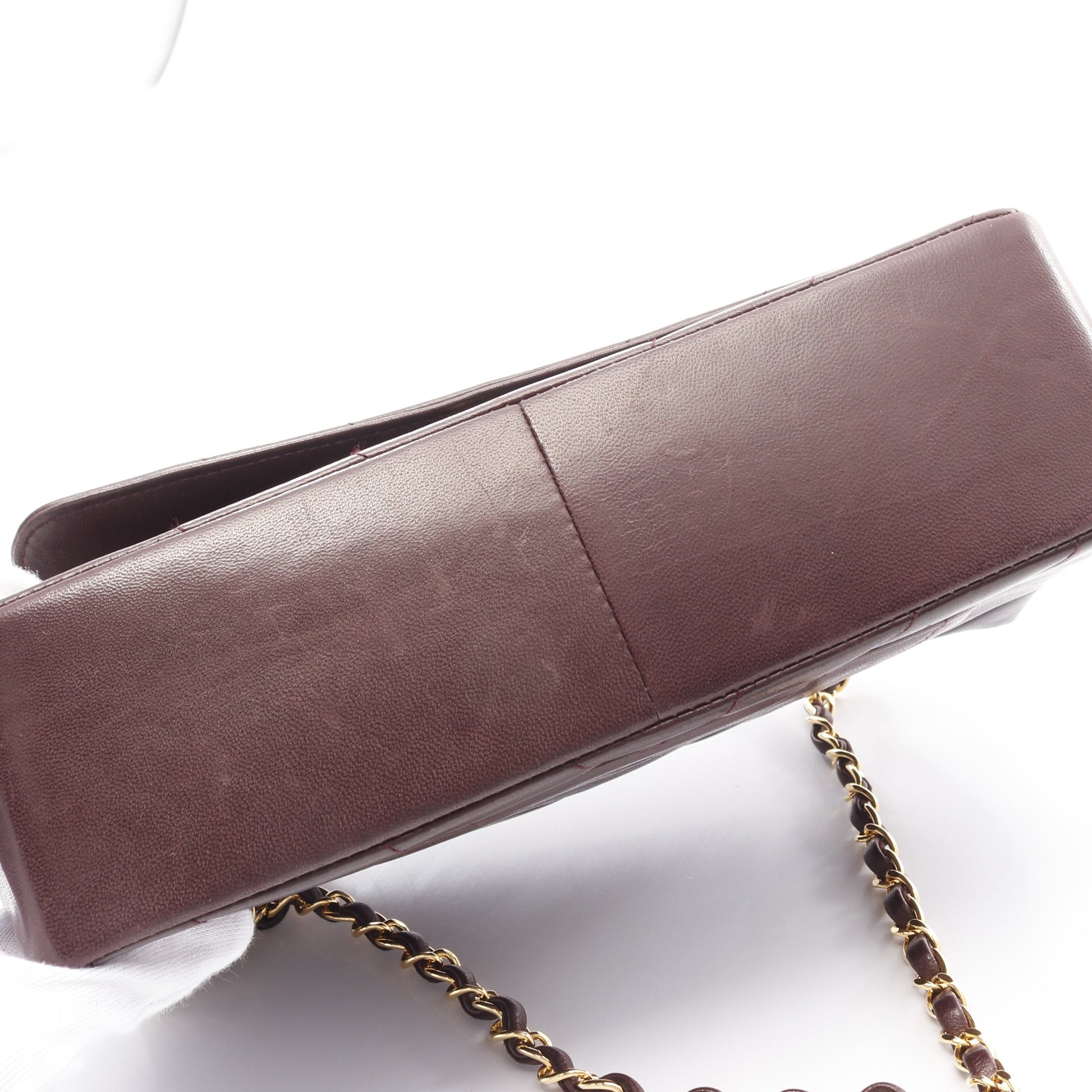 シェブロン Vステッチ ハンドバッグ ラムスキン ボルドー ゴールド金具 2WAY ヴィンテージ シャネル バッグ CHANEL