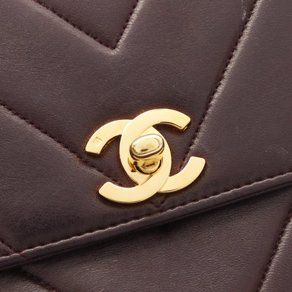 シェブロン Vステッチ ハンドバッグ ラムスキン ボルドー ゴールド金具 2WAY ヴィンテージ シャネル バッグ CHANEL