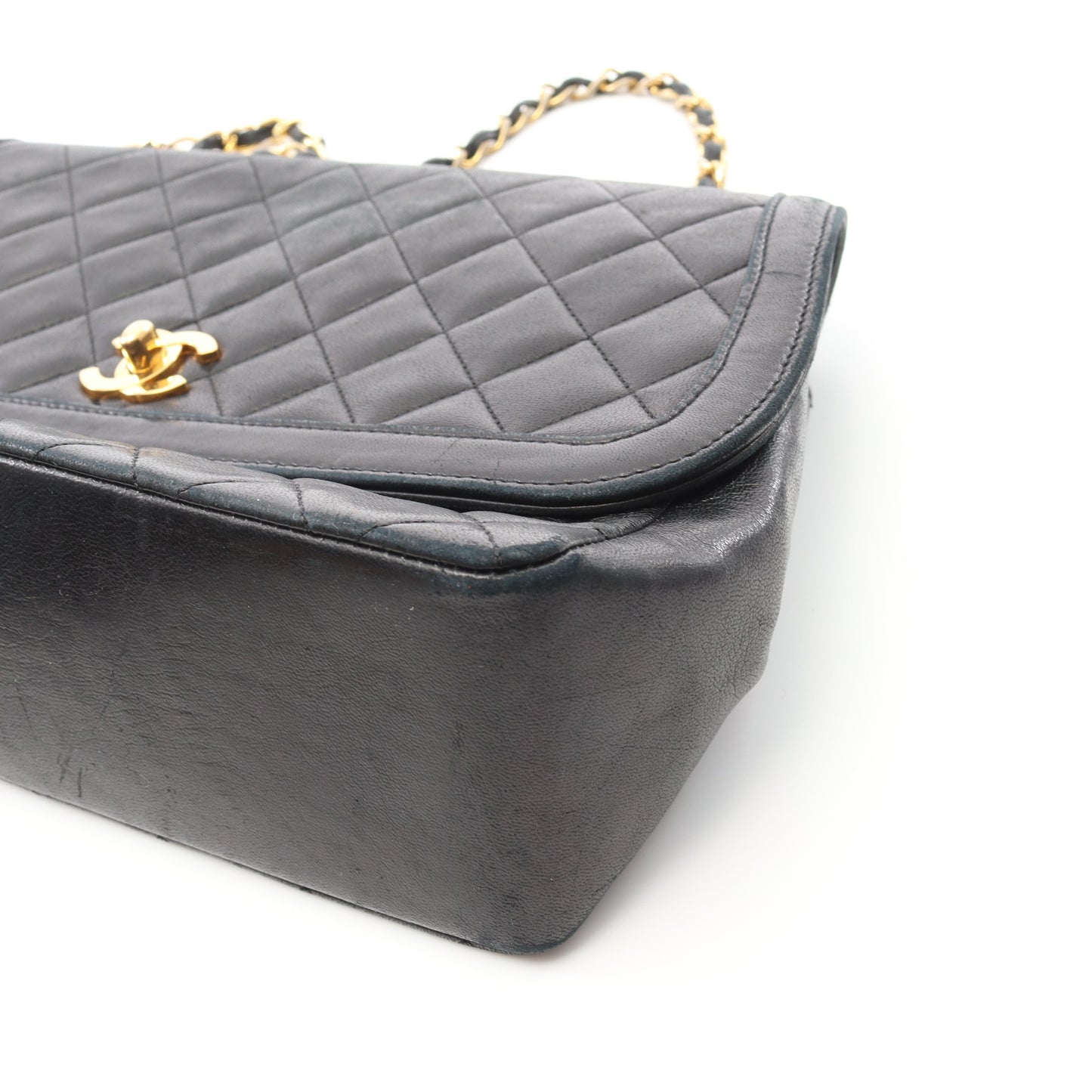 マトラッセ チェーンショルダーバッグ ラムスキン ブラック ゴールド金具 ヴィンテージ シャネル バッグ CHANEL