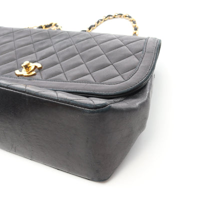 マトラッセ チェーンショルダーバッグ ラムスキン ブラック ゴールド金具 ヴィンテージ シャネル バッグ CHANEL