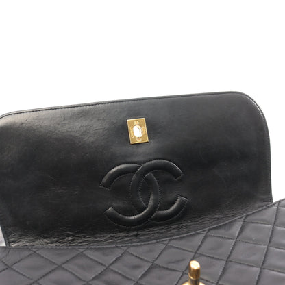 マトラッセ チェーンショルダーバッグ ラムスキン ブラック ゴールド金具 ヴィンテージ シャネル バッグ CHANEL