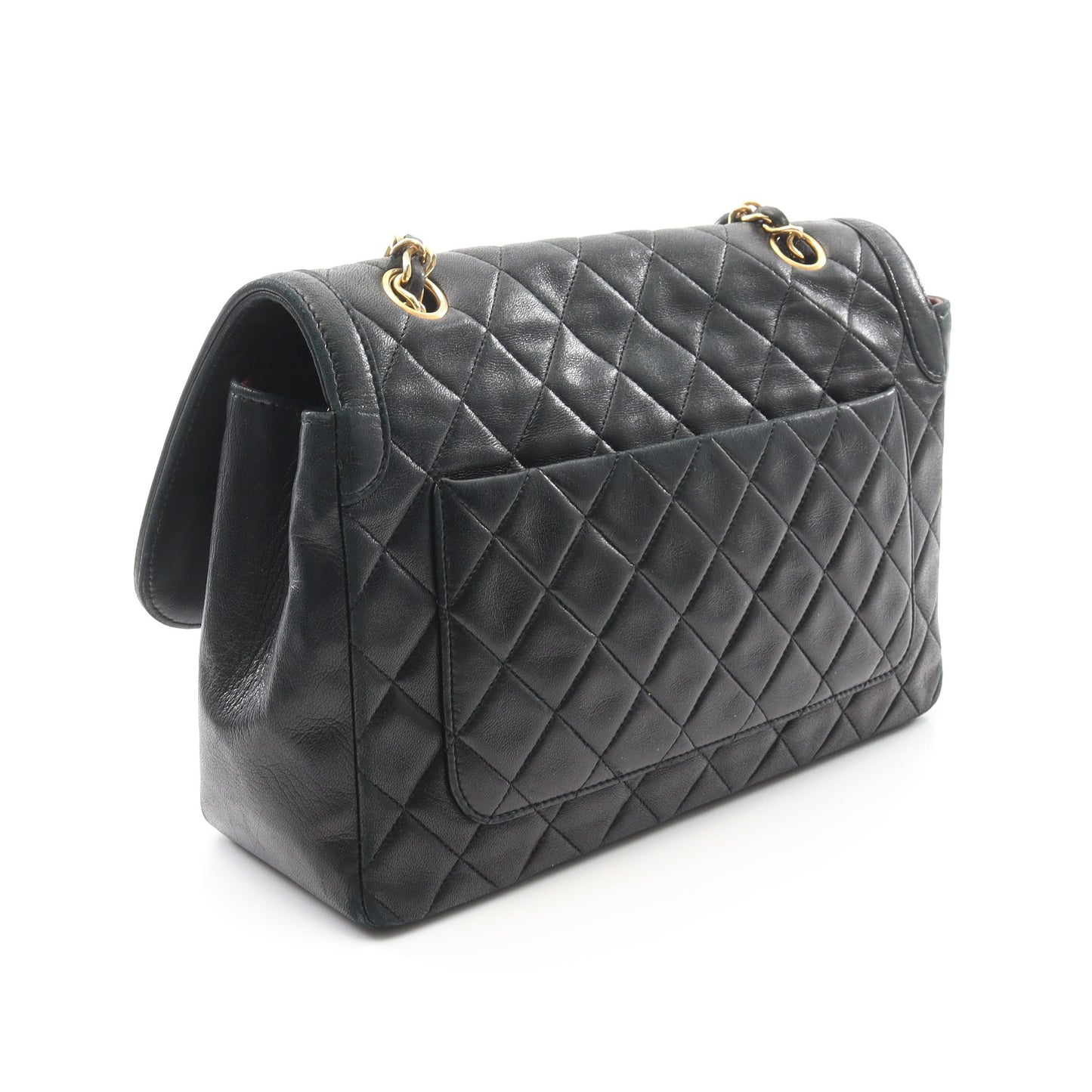 マトラッセ チェーンショルダーバッグ ラムスキン ブラック ゴールド金具 ヴィンテージ シャネル バッグ CHANEL