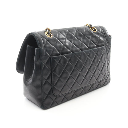 マトラッセ チェーンショルダーバッグ ラムスキン ブラック ゴールド金具 ヴィンテージ シャネル バッグ CHANEL