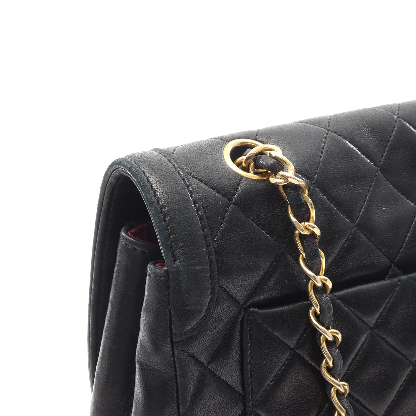 マトラッセ チェーンショルダーバッグ ラムスキン ブラック ゴールド金具 ヴィンテージ シャネル バッグ CHANEL