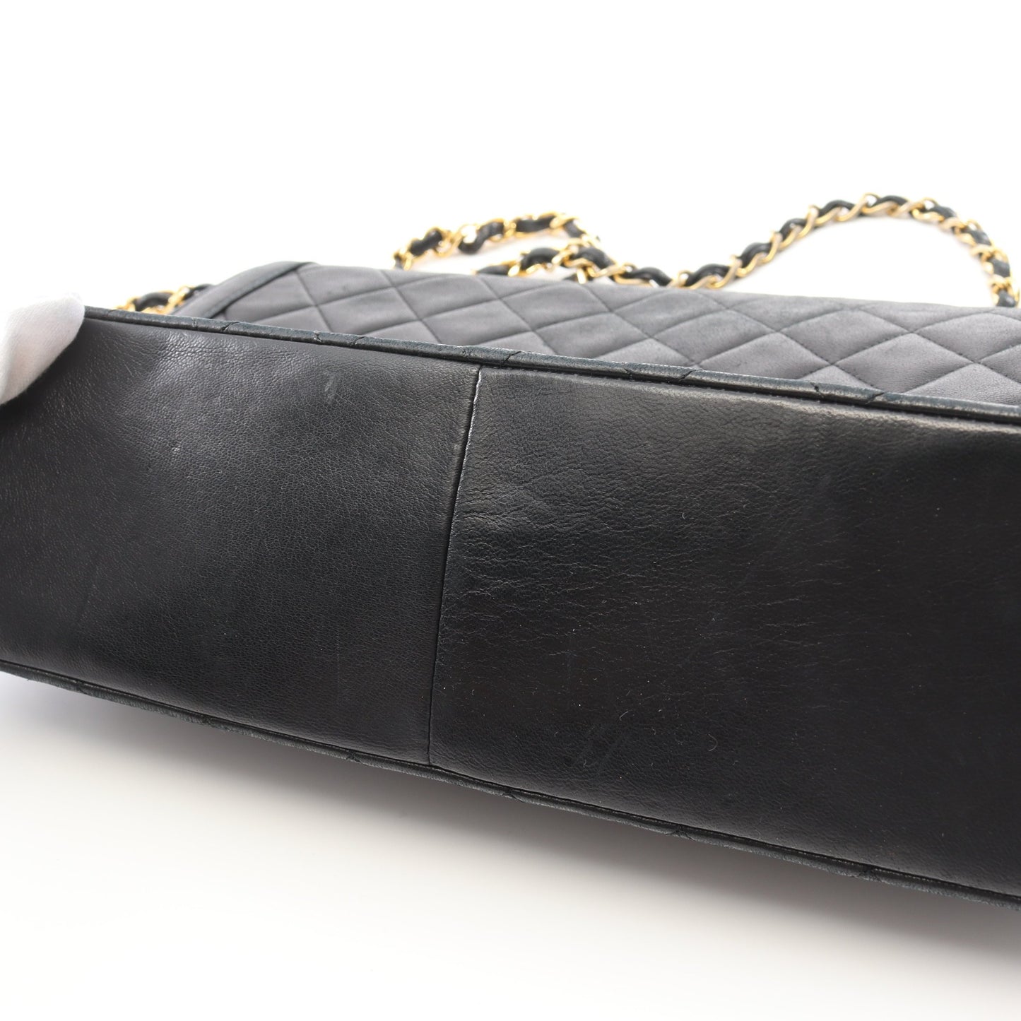 マトラッセ チェーンショルダーバッグ ラムスキン ブラック ゴールド金具 ヴィンテージ シャネル バッグ CHANEL