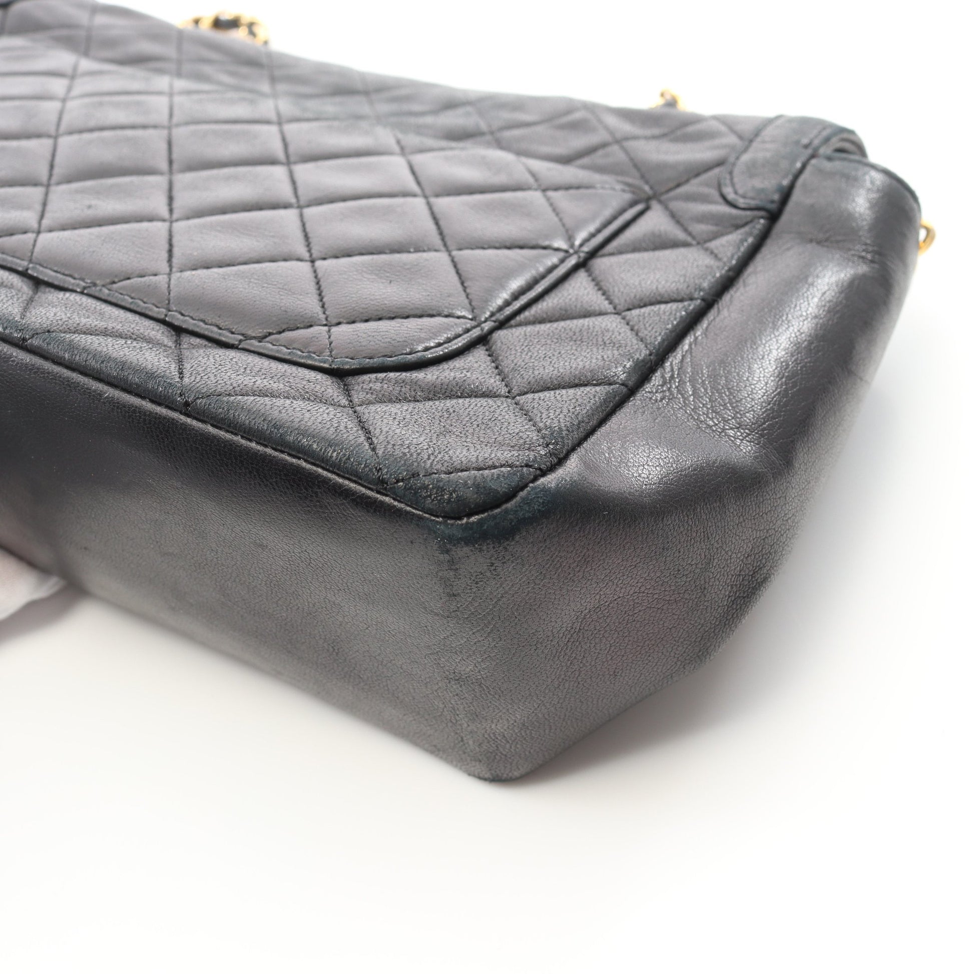 マトラッセ チェーンショルダーバッグ ラムスキン ブラック ゴールド金具 ヴィンテージ シャネル バッグ CHANEL