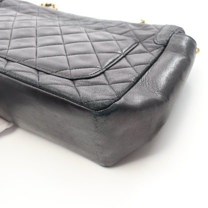 マトラッセ チェーンショルダーバッグ ラムスキン ブラック ゴールド金具 ヴィンテージ シャネル バッグ CHANEL
