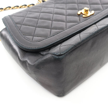 マトラッセ チェーンショルダーバッグ ラムスキン ブラック ゴールド金具 ヴィンテージ シャネル バッグ CHANEL