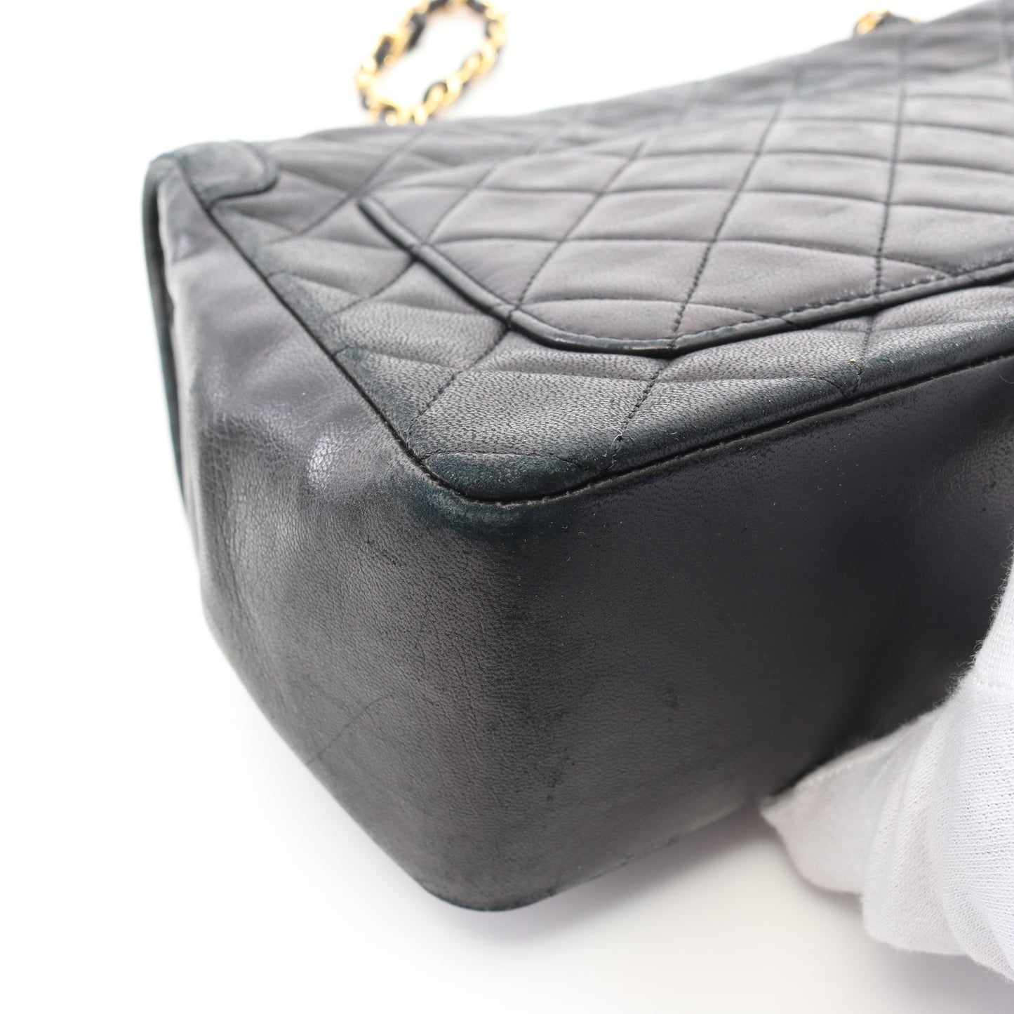 マトラッセ チェーンショルダーバッグ ラムスキン ブラック ゴールド金具 ヴィンテージ シャネル バッグ CHANEL