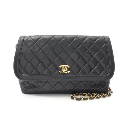 マトラッセ チェーンショルダーバッグ ラムスキン ブラック ゴールド金具 ヴィンテージ シャネル バッグ CHANEL