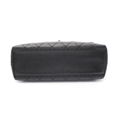 マトラッセ トップハンドルバッグ ハンドバッグ キャビアスキン ブラック シルバー金具 シャネル バッグ CHANEL