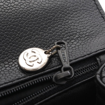 マトラッセ トップハンドルバッグ ハンドバッグ キャビアスキン ブラック シルバー金具 シャネル バッグ CHANEL