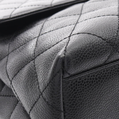 マトラッセ トップハンドルバッグ ハンドバッグ キャビアスキン ブラック シルバー金具 シャネル バッグ CHANEL