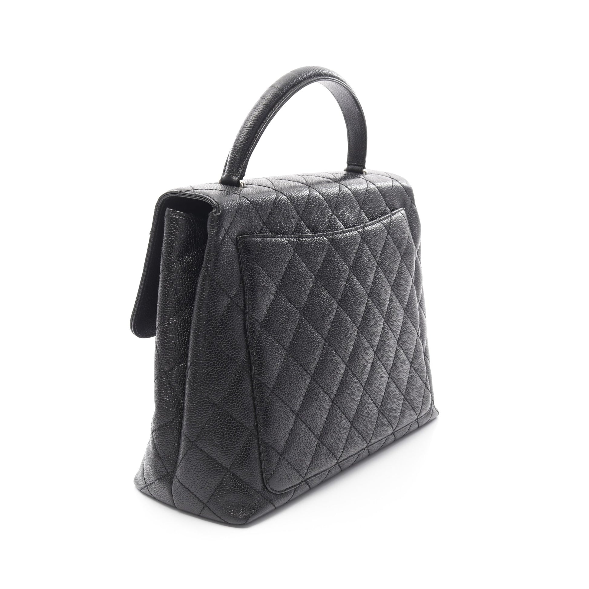 マトラッセ トップハンドルバッグ ハンドバッグ キャビアスキン ブラック シルバー金具 シャネル バッグ CHANEL