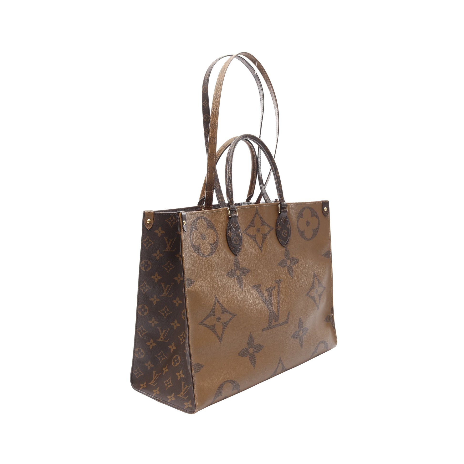 オンザゴーGM モノグラムジャイアント リバース ショルダーバッグ トートバッグ PVC ブラウン ベージュ 2WAY ルイヴィトン バッグ LOUIS VUITTON