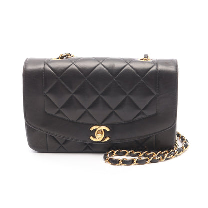 マトラッセ ダイアナフラップ チェーンショルダーバッグ ラムスキン ブラック ゴールド金具 シャネル バッグ CHANEL
