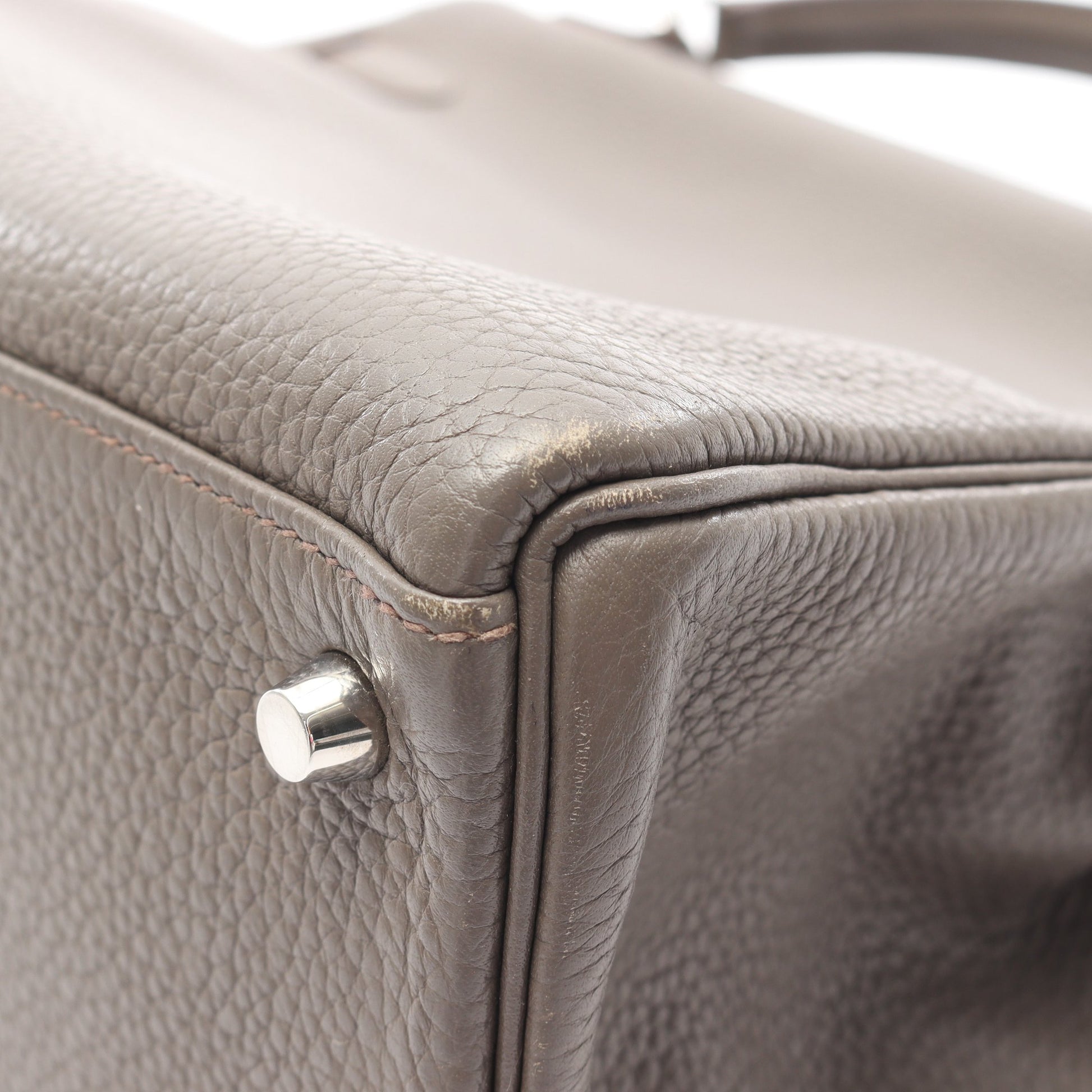ケリー35 エタン ハンドバッグ トリヨンクレマンス グレーブラウン シルバー金具 内縫い 2WAY □Q刻印 エルメス バッグ HERMES