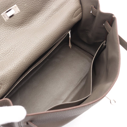 ケリー35 エタン ハンドバッグ トリヨンクレマンス グレーブラウン シルバー金具 内縫い 2WAY □Q刻印 エルメス バッグ HERMES