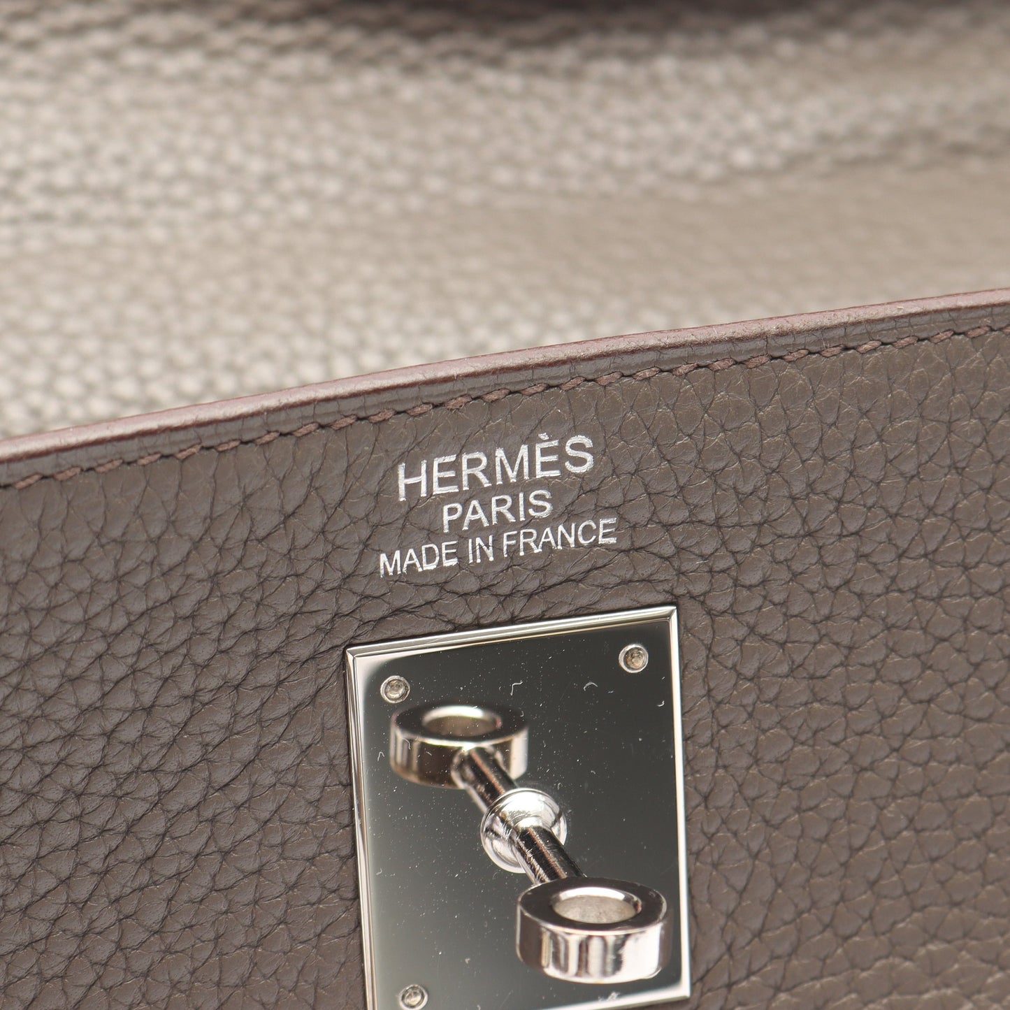 ケリー35 エタン ハンドバッグ トリヨンクレマンス グレーブラウン シルバー金具 内縫い 2WAY □Q刻印 エルメス バッグ HERMES