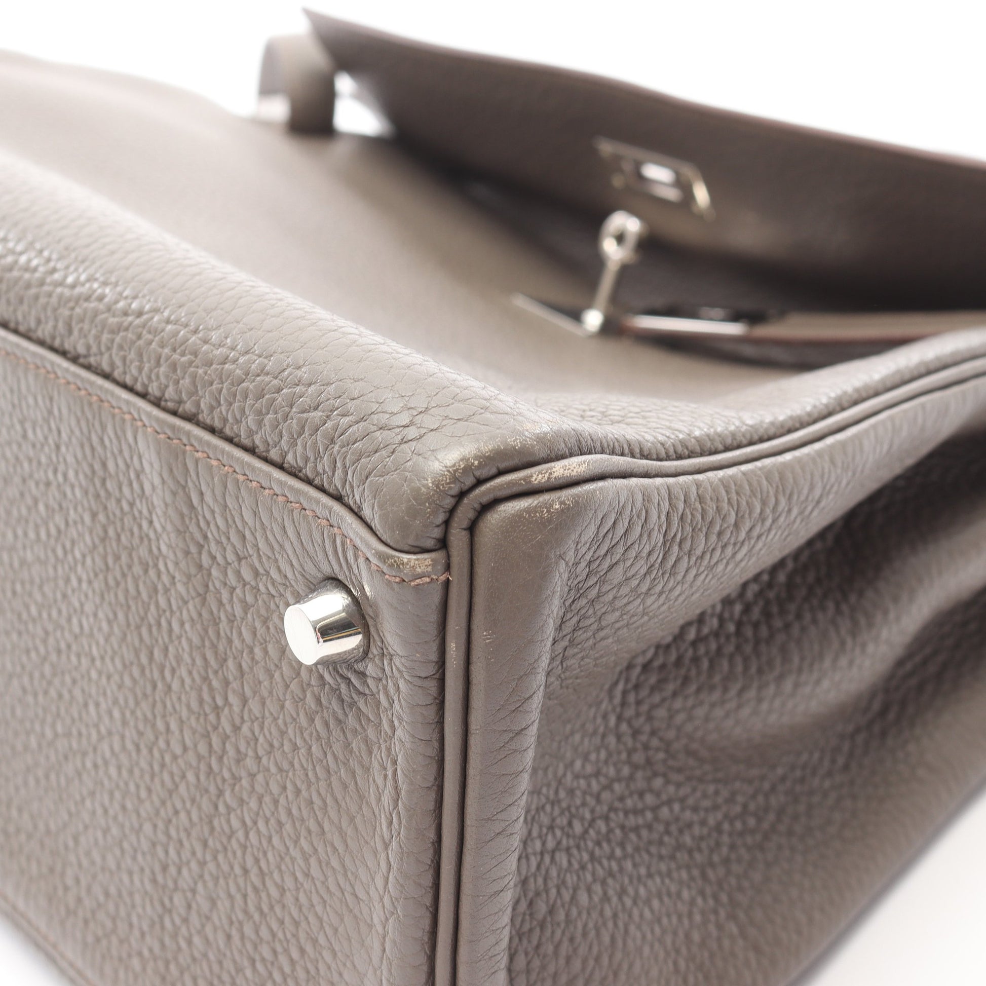 ケリー35 エタン ハンドバッグ トリヨンクレマンス グレーブラウン シルバー金具 内縫い 2WAY □Q刻印 エルメス バッグ HERMES