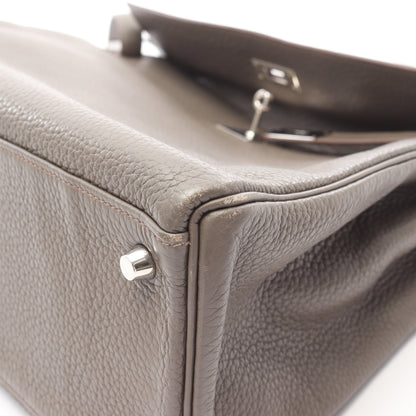 ケリー35 エタン ハンドバッグ トリヨンクレマンス グレーブラウン シルバー金具 内縫い 2WAY □Q刻印 エルメス バッグ HERMES