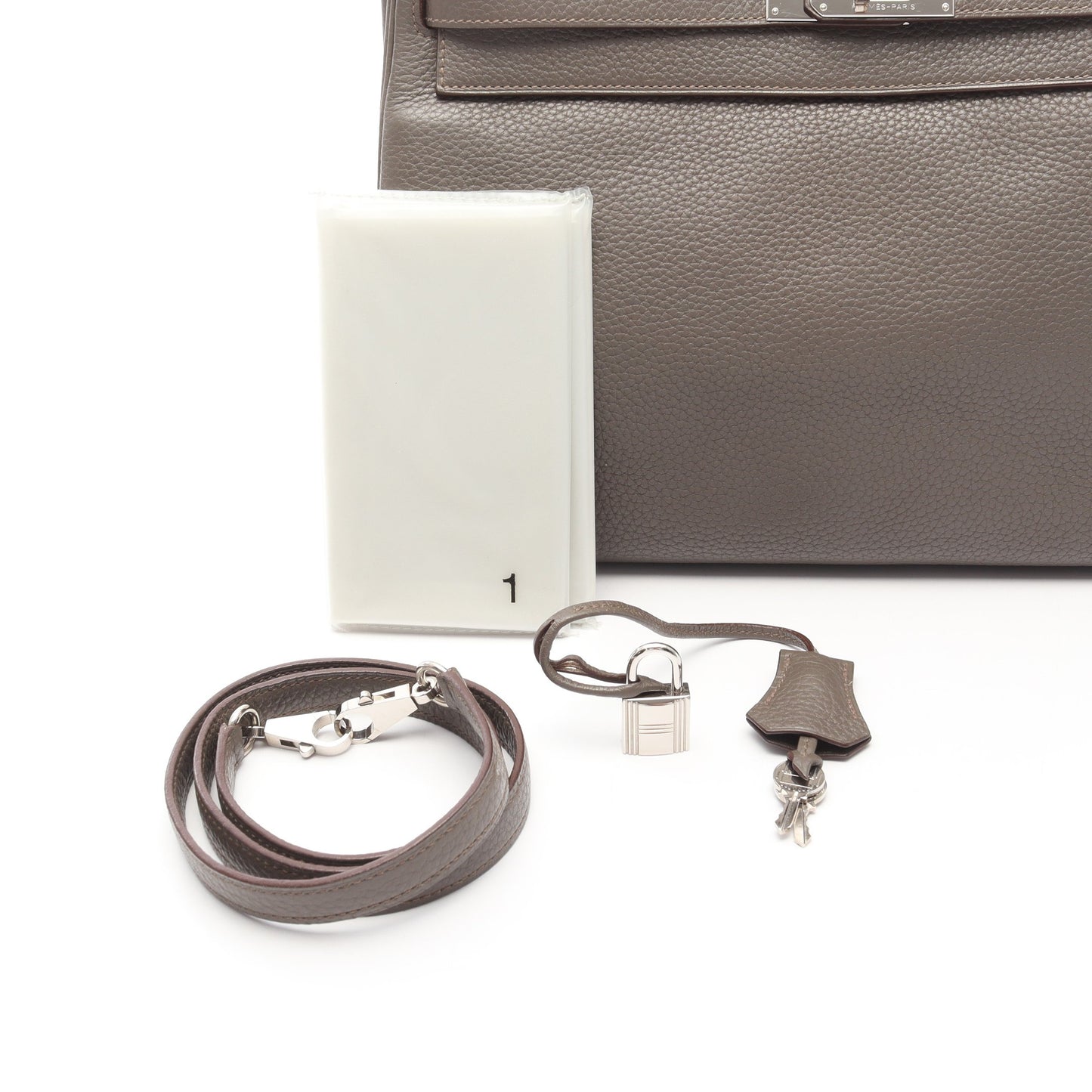 ケリー35 エタン ハンドバッグ トリヨンクレマンス グレーブラウン シルバー金具 内縫い 2WAY □Q刻印 エルメス バッグ HERMES