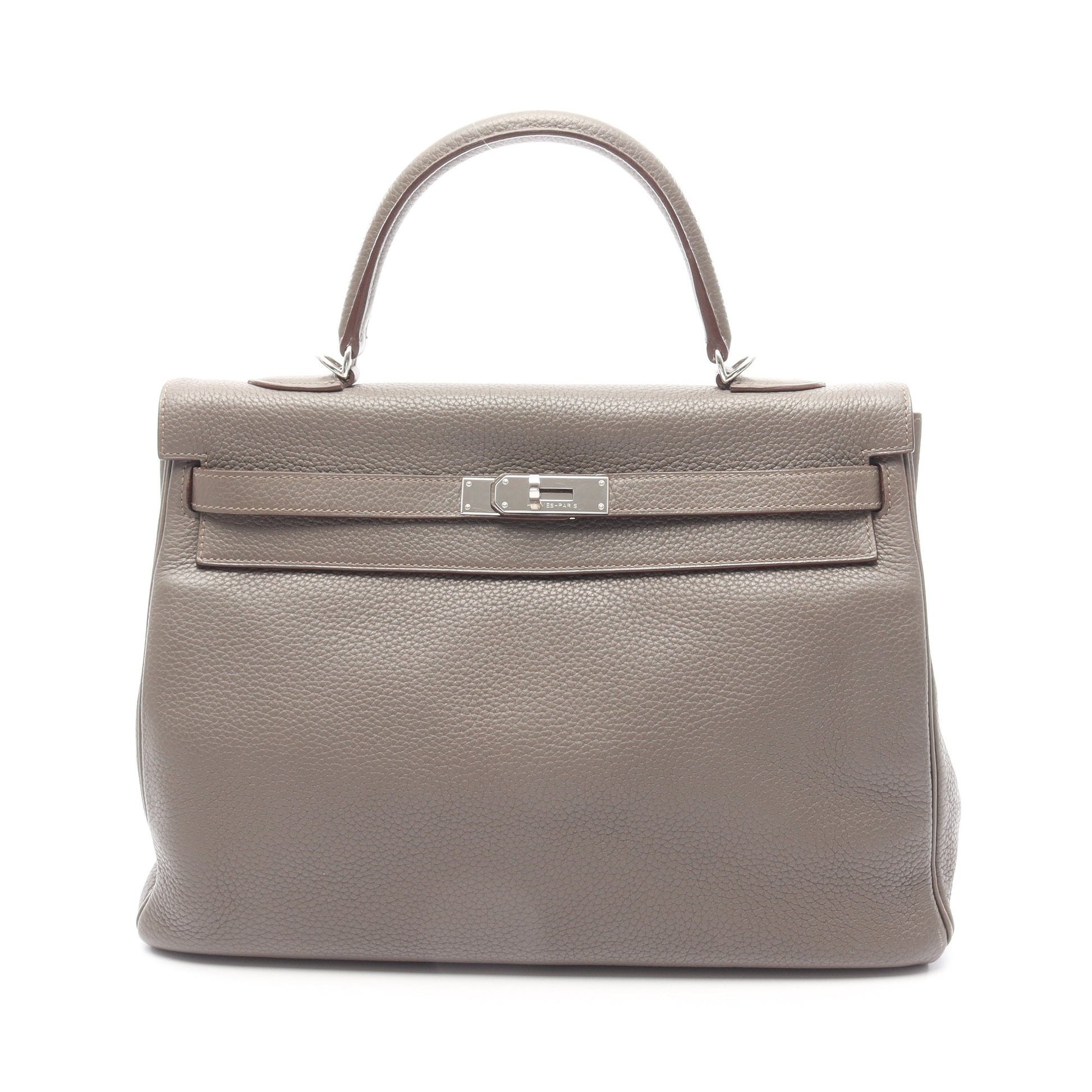 ケリー35 エタン ハンドバッグ トリヨンクレマンス グレーブラウン シルバー金具 内縫い 2WAY □Q刻印 エルメス バッグ HERMES