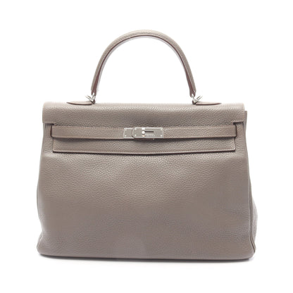 ケリー35 エタン ハンドバッグ トリヨンクレマンス グレーブラウン シルバー金具 内縫い 2WAY □Q刻印 エルメス バッグ HERMES