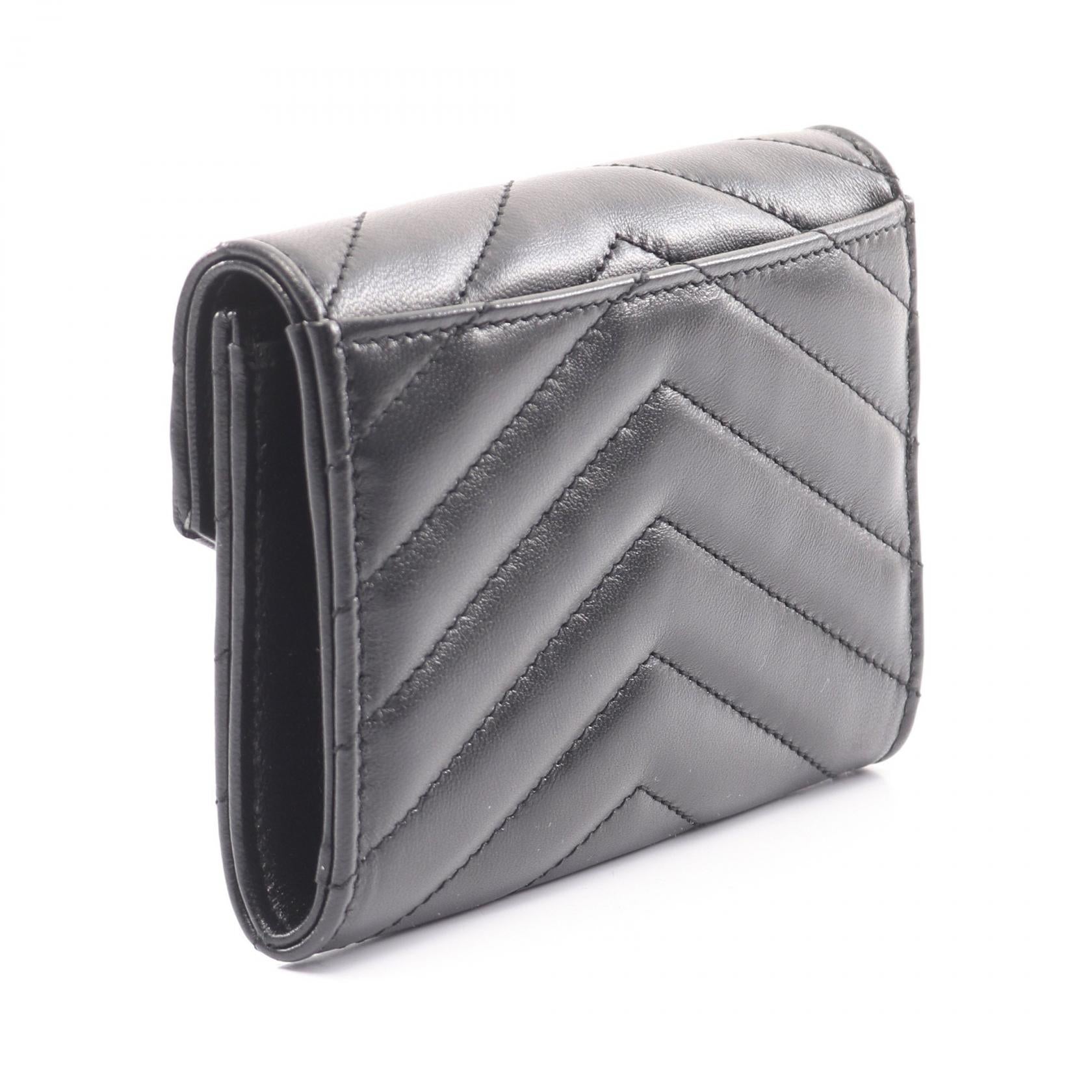 モノグラム サンローラン エンベロープ ウォレット 二つ折り財布 レザー ブラック サンローラン 財布・小物 Saint Laurent