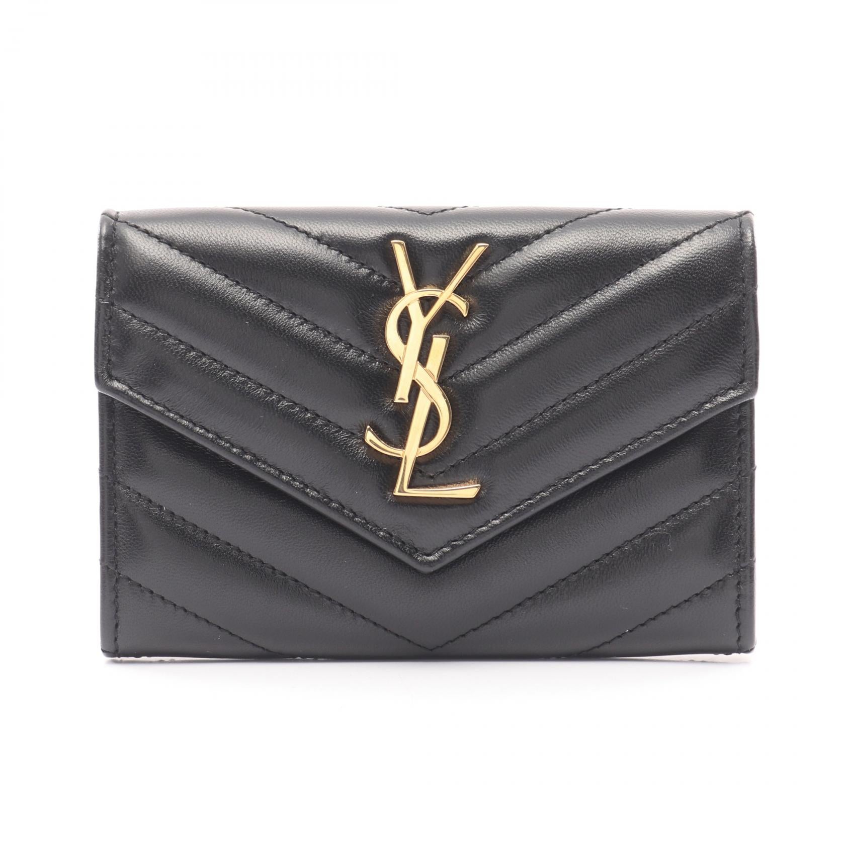 モノグラム サンローラン エンベロープ ウォレット 二つ折り財布 レザー ブラック サンローラン 財布・小物 Saint Laurent