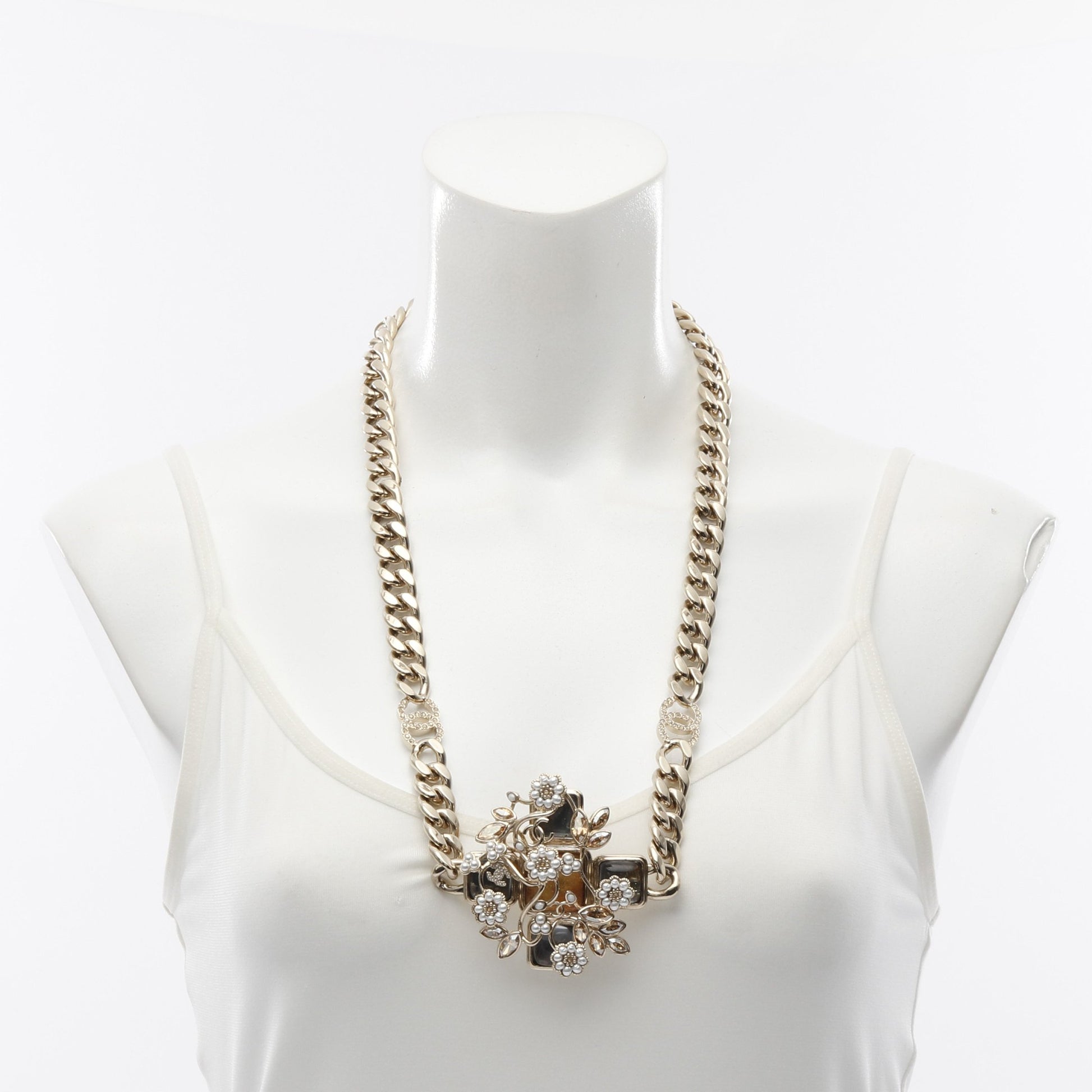 ネックレス GP フェイクパール ラインストーン ゴールド B22K シャネル アクセサリー CHANEL
