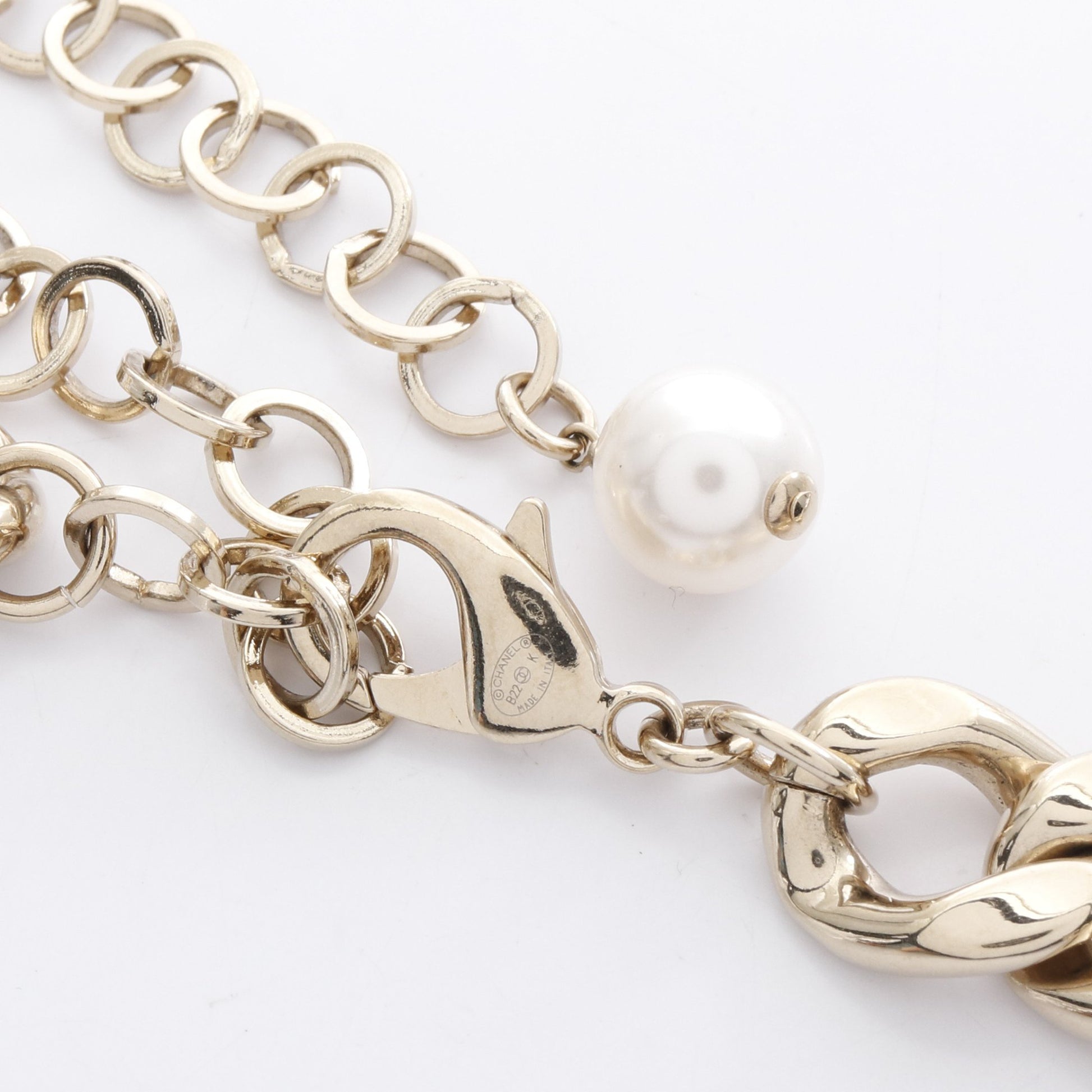 ネックレス GP フェイクパール ラインストーン ゴールド B22K シャネル アクセサリー CHANEL