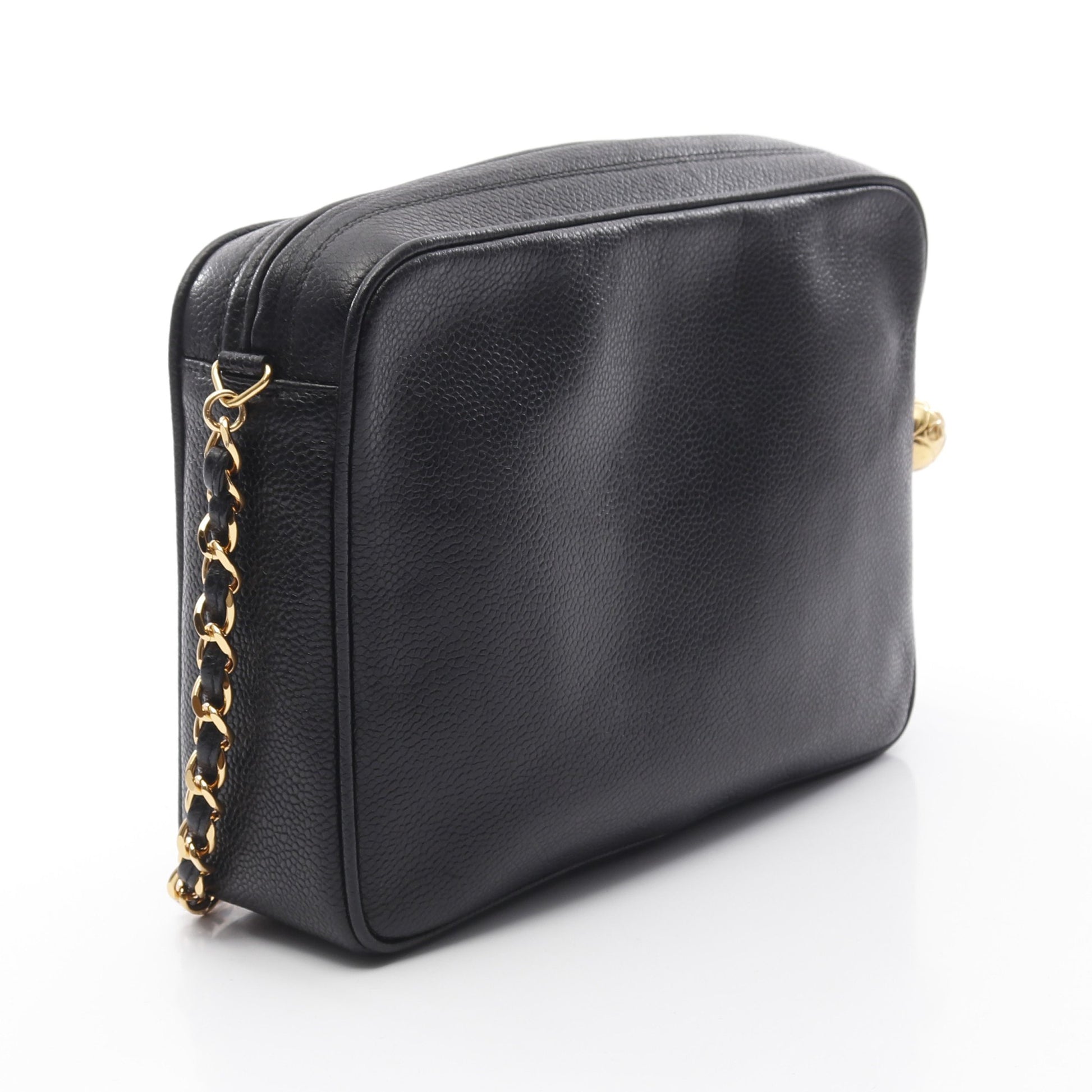 トリプルココマーク チェーンショルダーバッグ キャビアスキン ブラック ゴールド金具 シャネル バッグ CHANEL