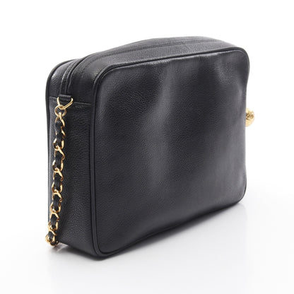 トリプルココマーク チェーンショルダーバッグ キャビアスキン ブラック ゴールド金具 シャネル バッグ CHANEL