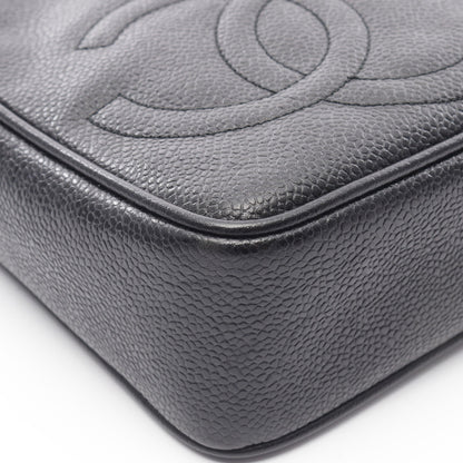 トリプルココマーク チェーンショルダーバッグ キャビアスキン ブラック ゴールド金具 シャネル バッグ CHANEL